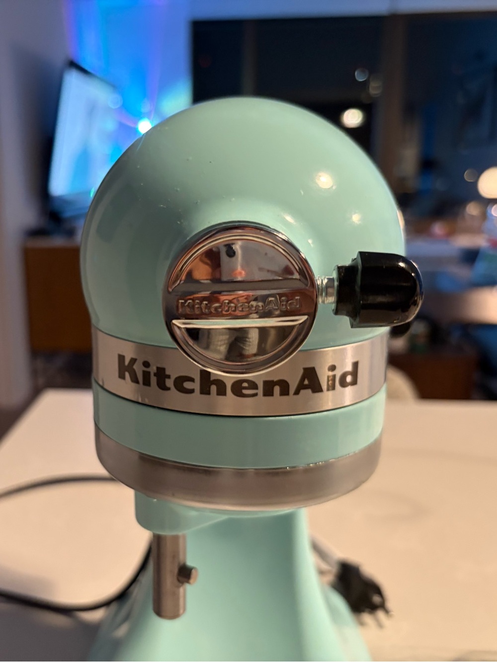 KitchenAid Pastel Mint Blue Stand Mixer Head with Silver Band